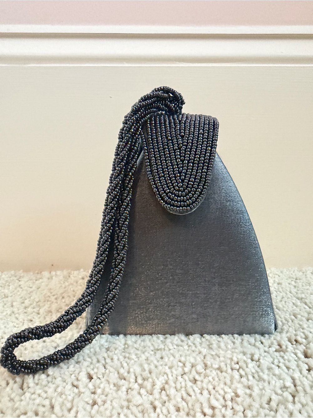 Black Beaded Evening Shoulder Bag